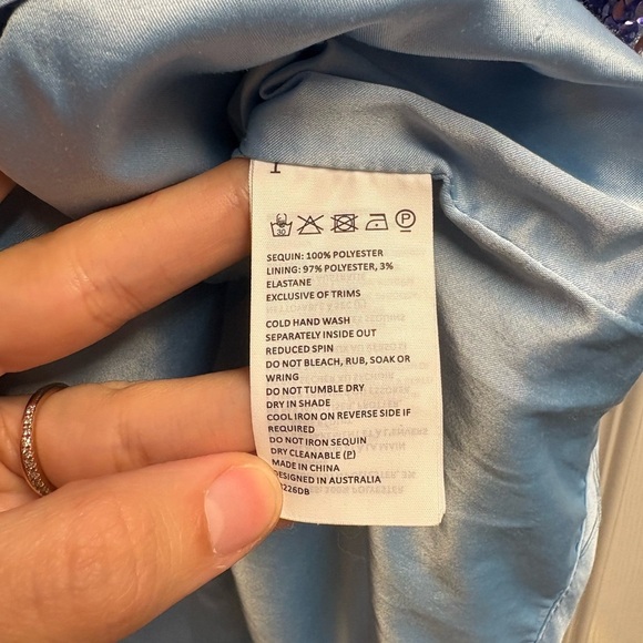 Bardot Nordstrom Blue One Shoulder Sequin Mini Dress Size Large - Picture 4 of 5